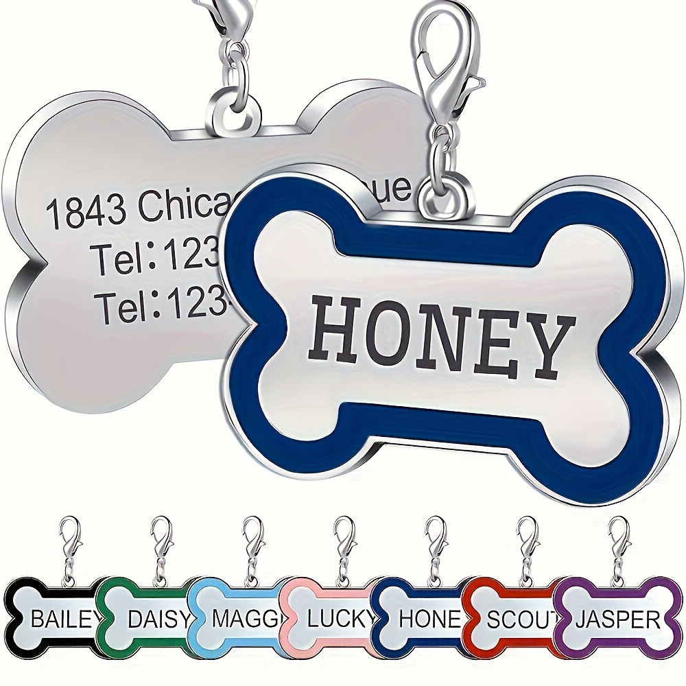 

Custom Engraved Dog Id Tag - Double-sided Alloy Bone Design With Personalized Name & Contact , Stylish Pet Collar Charm For Safety, Dog Safety Tag | Stylish Dog Tag | Polished