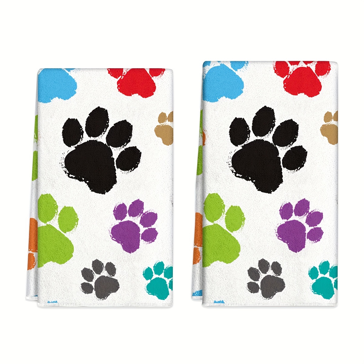 

2pcs, Hand Towels, Dog Paw Prints Kitchen Towels, Kitchen Decorative Dish Towels, Absorbent Cloth Tea Towels, Suitable For Cooking, Baking, Housewarming Gifts, Cleaning Supplies, Bathroom Supplies