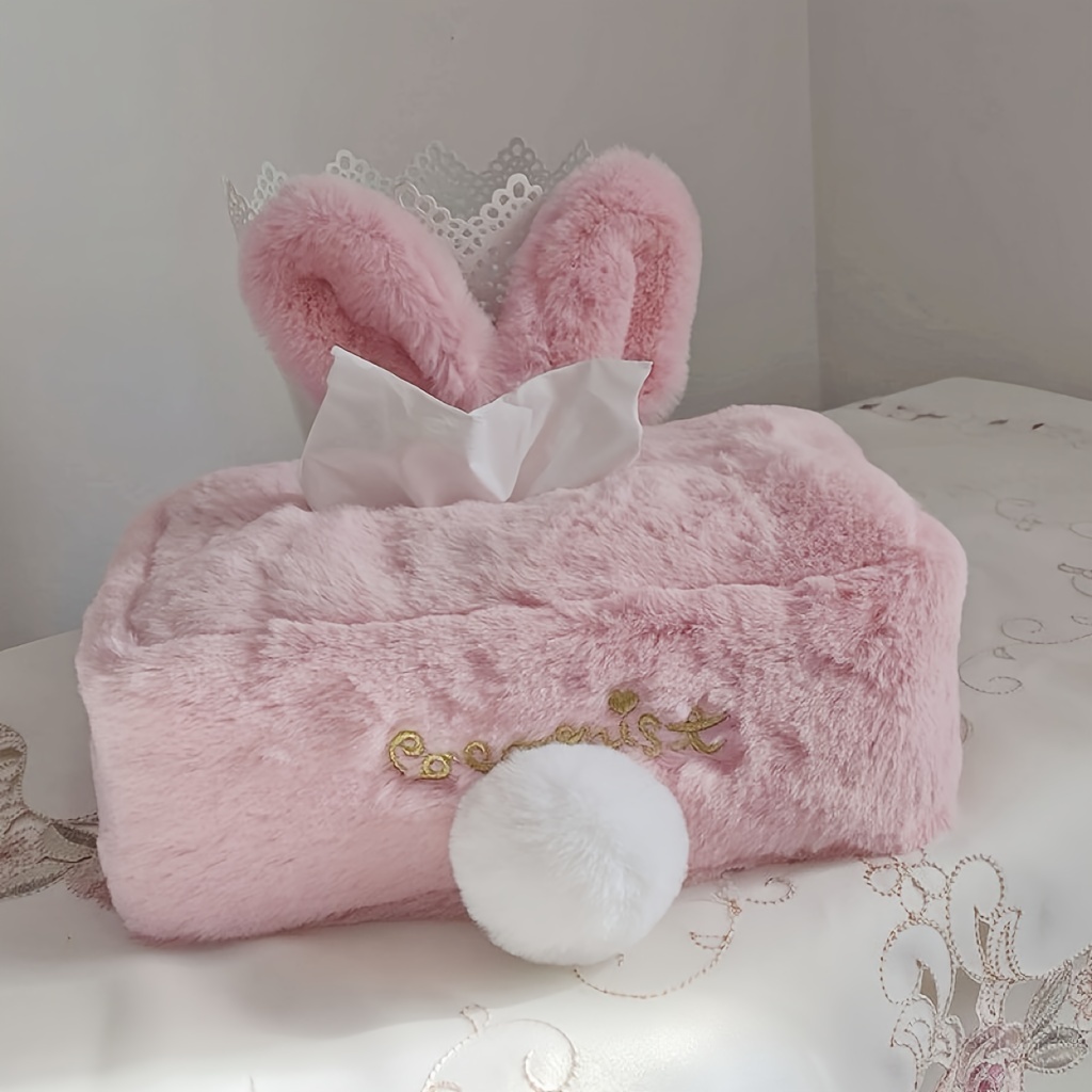 1pc Cute Plush Rabbit Tissue Box, Easter Bunny Decorative Tissue Box,car Tissue Box,multi-functional Creative Tissue Box, Home Decor, Bathroom, Living Room, Dresser And Other Tissue Box