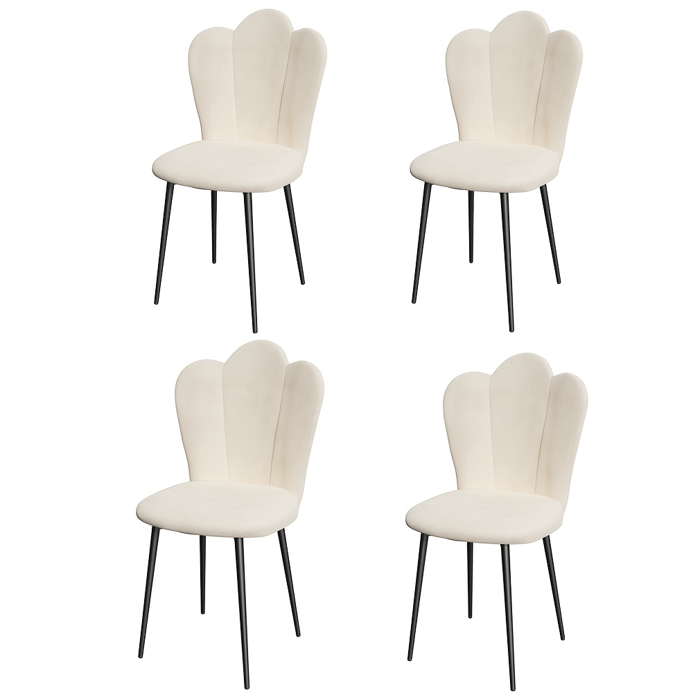 Image of Set Of 4 Dining Chairs, With Backrest, Kitchen Chairs, Casual Chairs With , Suitable For Living Rooms, Kitchens, And Home Offices, 43x44x90cm, White