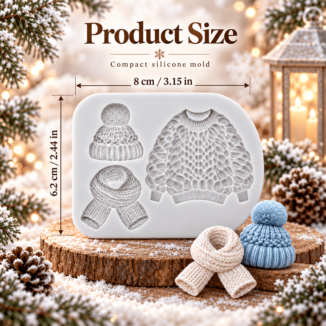 TEMU 1pc Christmas Sweater Hat Scarf Silicone Mold, Candle Mold, Soap Mold, Resin Molds, Soft Pottery Clay Drop Glue Decorative Mold, Candle Molds,