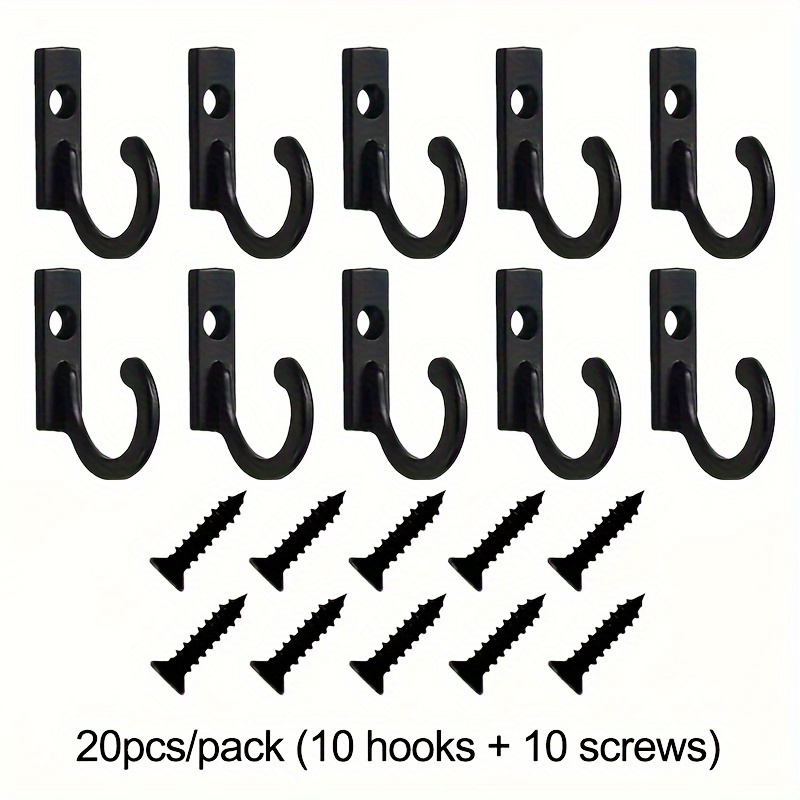 E-shop 20er Pack, 10 Haken + 10 Schrauben. Vintage wandmontierte Aufbewahrungsregal-Haken, kleine Kleider- Hut-Haken, Kaffeetassen-Haken, für Schmuck,