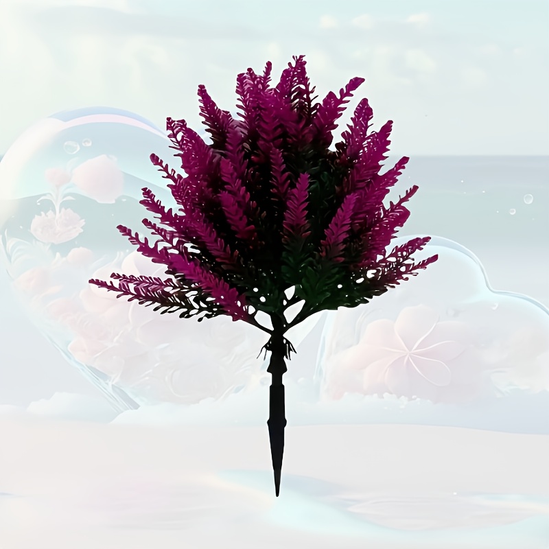 Image of 13.76-inch Purple Artificial Flower Ground Insert - Ground Spike, Uv-resistant Plastic Flowers, Outdoor Decor | , Durable Maintenance-free Shrub Ground Insert, For Garden, Wedding