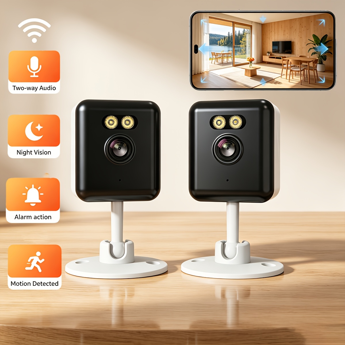 Temu – TEMU Wifi Smart Surveillance Camera, Compact And Easy To , Indoor Smart Home Security, Color Night Vision, Audio, Motion Sensor Detection, Alarm,