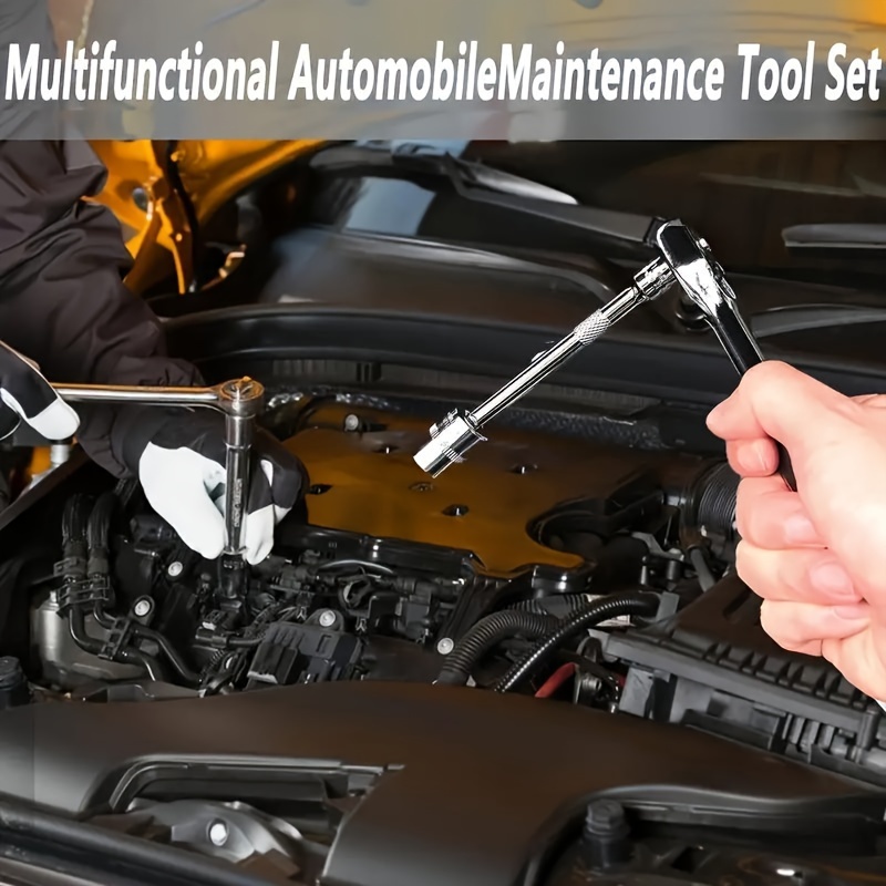 46pcs/53pcs kit doutils pour voitures - ensembles doutils de qualité pour lentretien des voitures, des vélos et des motocyclettes - solution compacte, portable et avec clé à cliquet, ensemble de tournevis , batterie détails 5