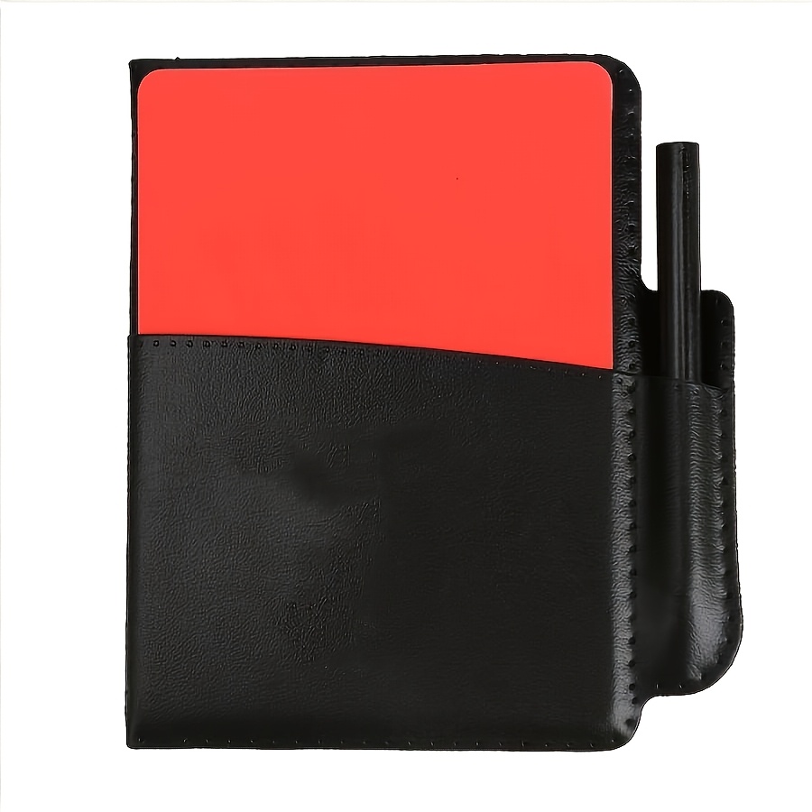 TEMU Set completo da arbitro di calcio grande: cartellini rossi e gialli + custodia + + penna , durevole e antiurto, tenuta registri , attrezzatura