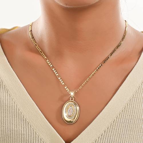 1 medal locket with clear cz catholic jewelry for first communion everyday mothers day gift for women