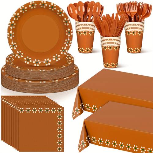 177pcs lindo party decoration platos tableware dinnerware set party supplies plates cups napkins tablecloths tableware cream colored flower