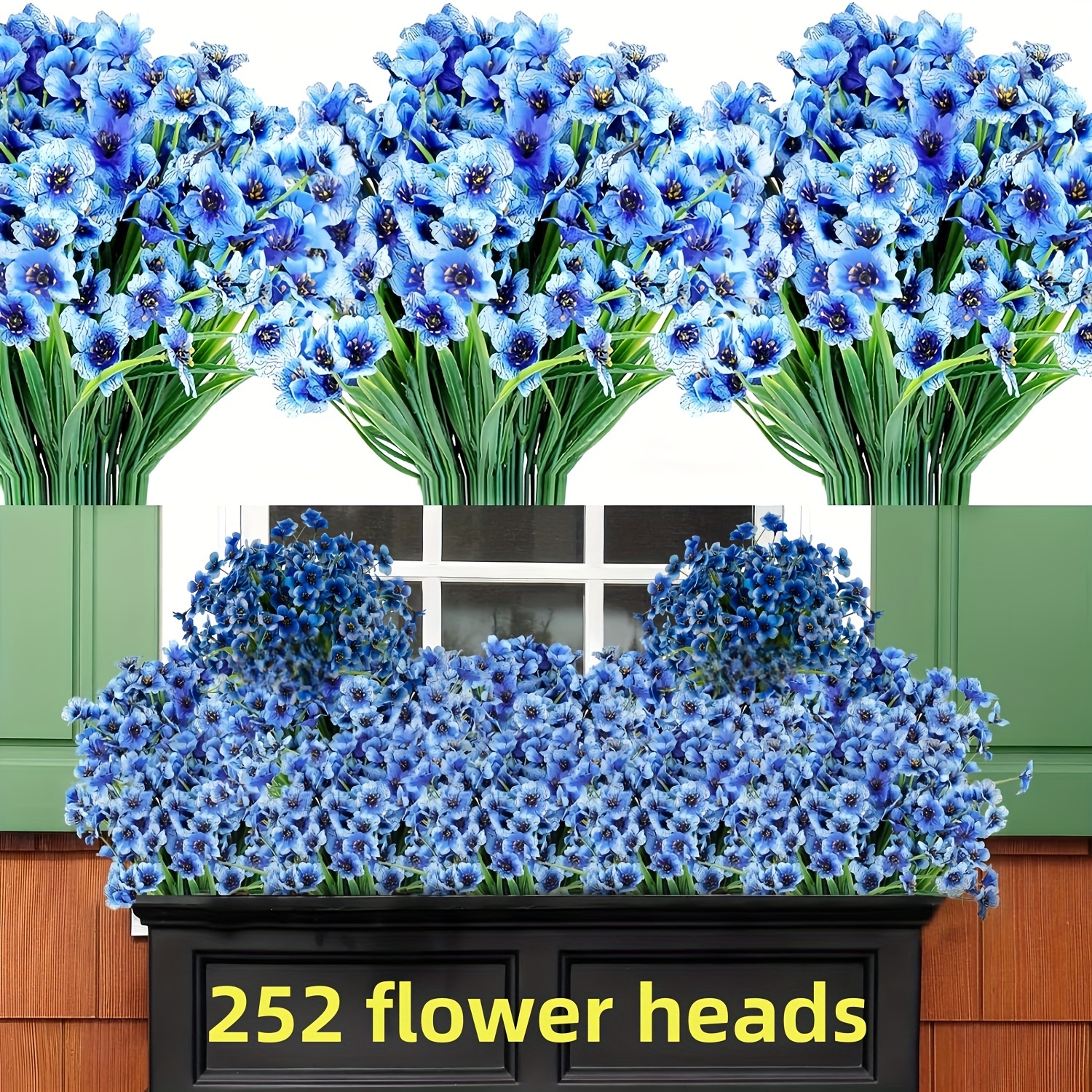 

14pcs Uv-resistant Artificial Blue Flowers Set - Fade-proof Silk Plants For Outdoor/indoor Decor, Perfect For Garden, Patio, Home & Party Decoration - Versatile For All Seasons
