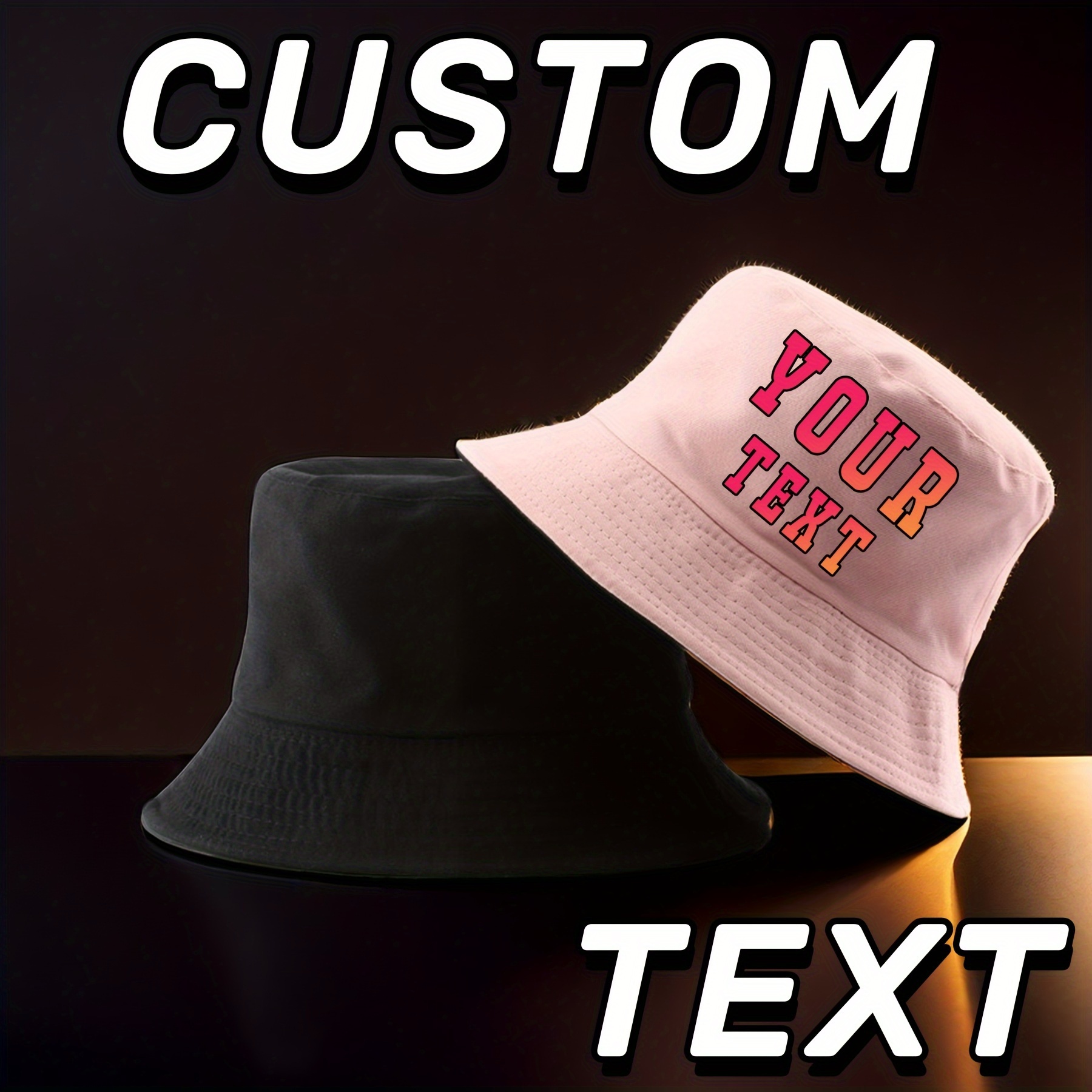 

Custom Gradient Text Bucket Hat - Personalized Cotton Sun Hat, Adjustable & Lightweight For Men And Women, Unique Gift Idea