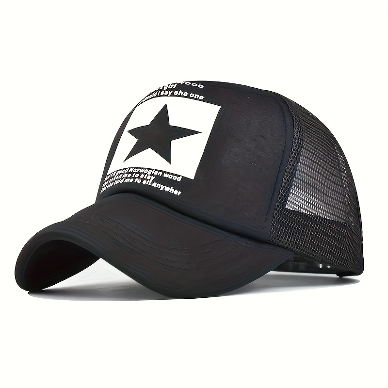 Men's Baseball Cap with Five-Pointed Star Print