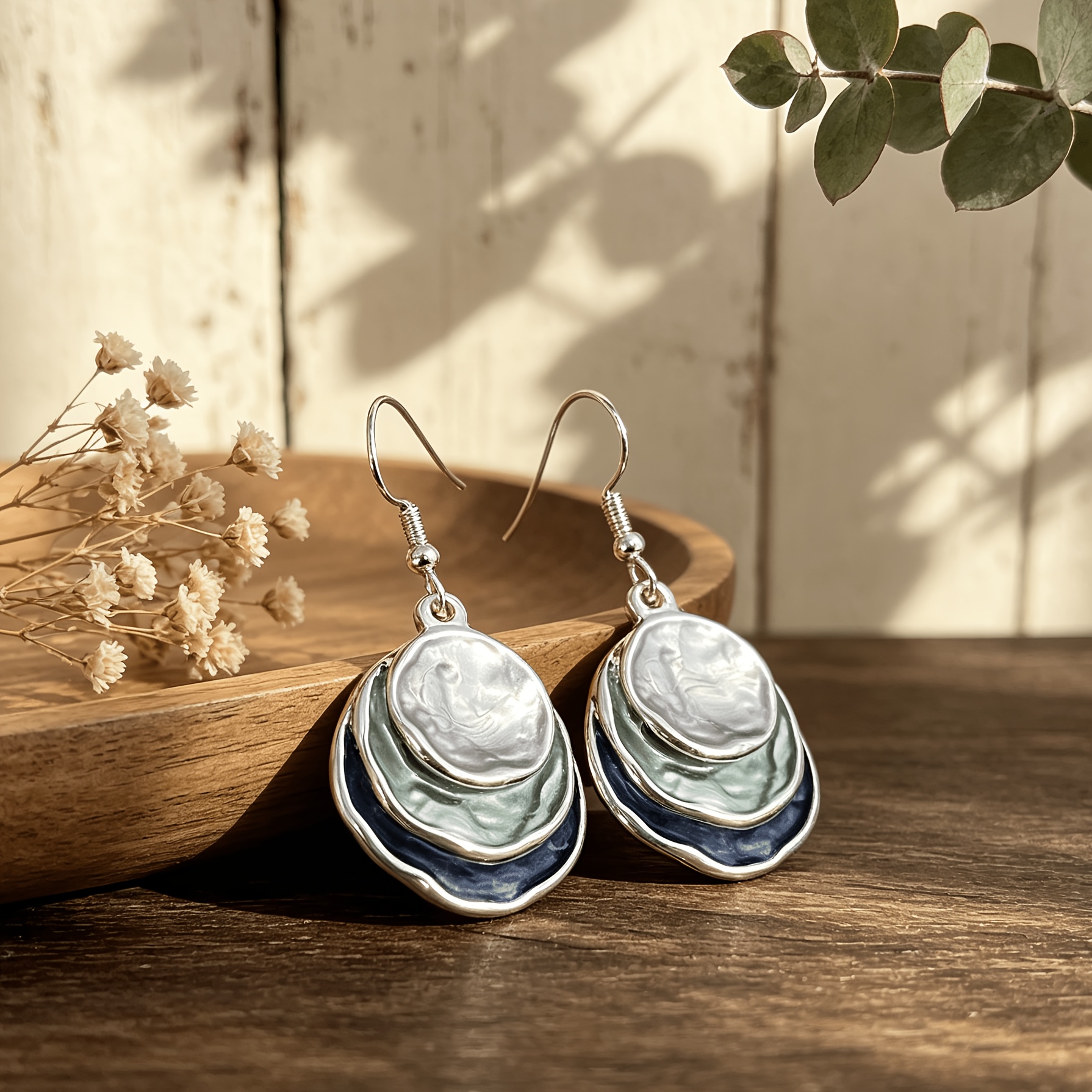 TEMU KAMILLE 1 Paire de Boucles d'Oreilles Bohèmes en Émail, de à Couches avec Motif de Cercles Géométriques pour , les Vacances, les Dîners, les