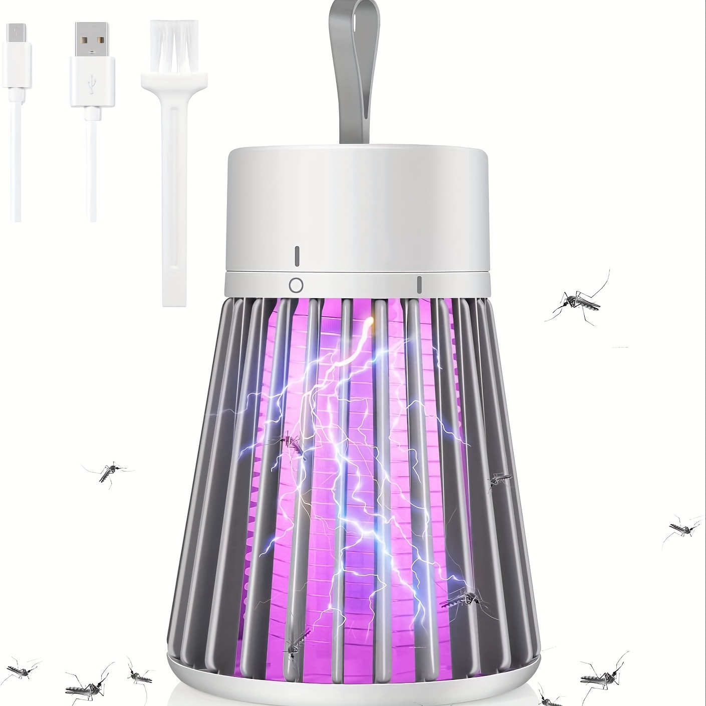 

Bug Zapper, Mosquito Zapper Fly Trap Losquito Killer Lamp Usb Electric Radiationlessled Mute Bed Bug Killer Indoor For Mosquito Insect Gnat Moth Fruit Flies With A Smallbrush (decorative Buttons)
