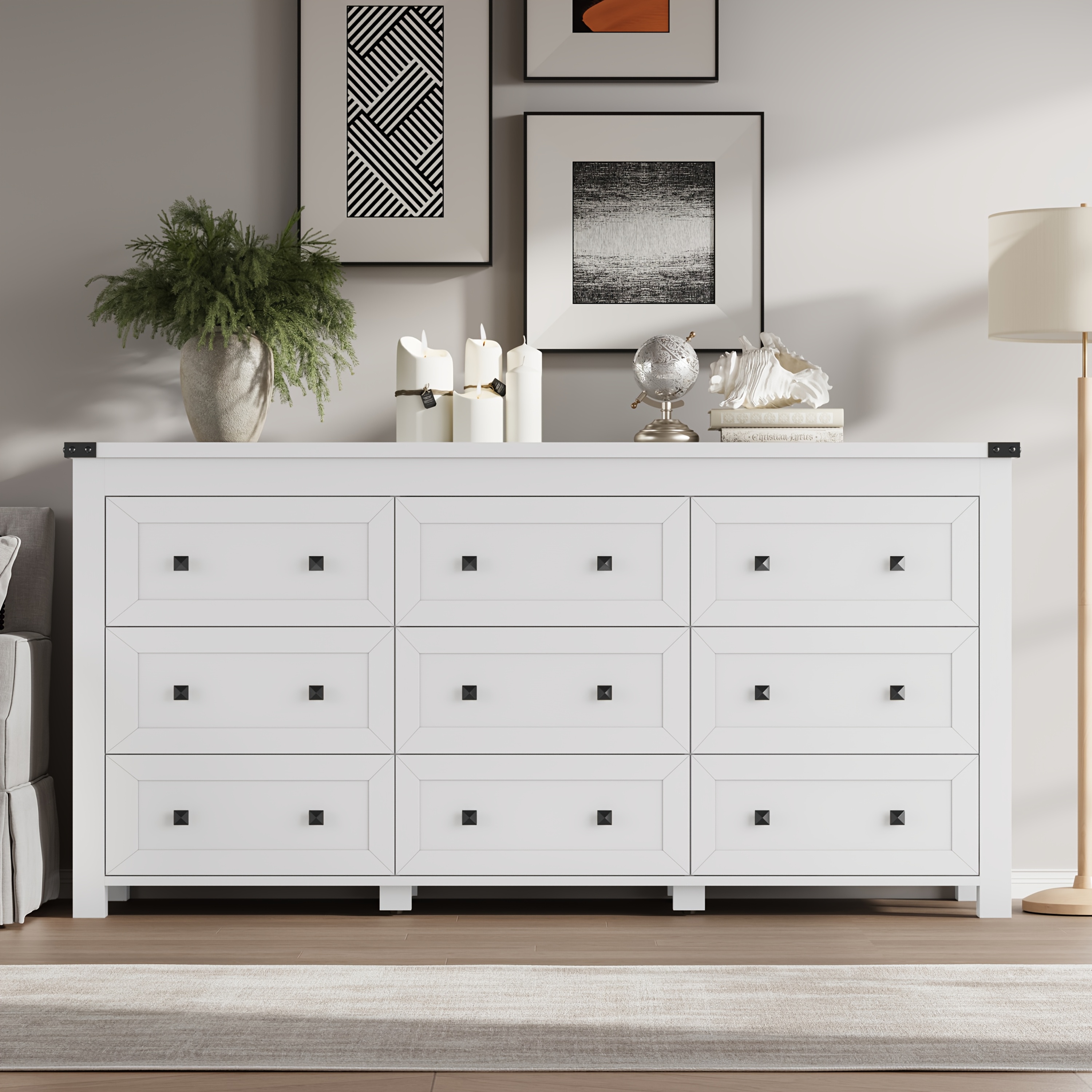 white dresser for bedroom with drawers, modern chest of drawers, wide tv  stand with large capacity storage lockers closet, living room, hallway -  furniture - Temu