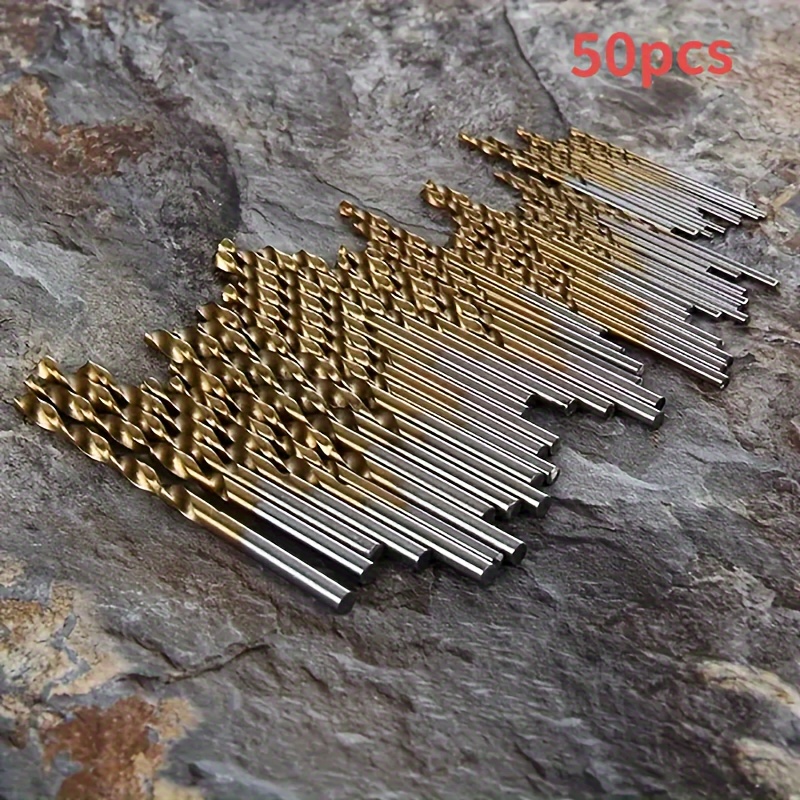 

50pcs Titanium-coated Hss Bit Set - -, Steel Twist For Diy & Metal - Tool Accessories, Handles