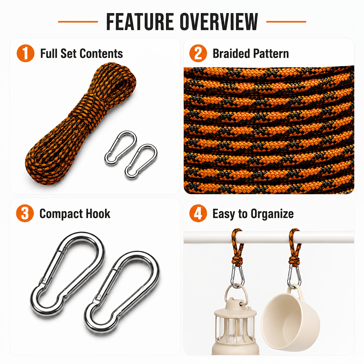 Portable Rope Set with Hooks for Outdoor Use