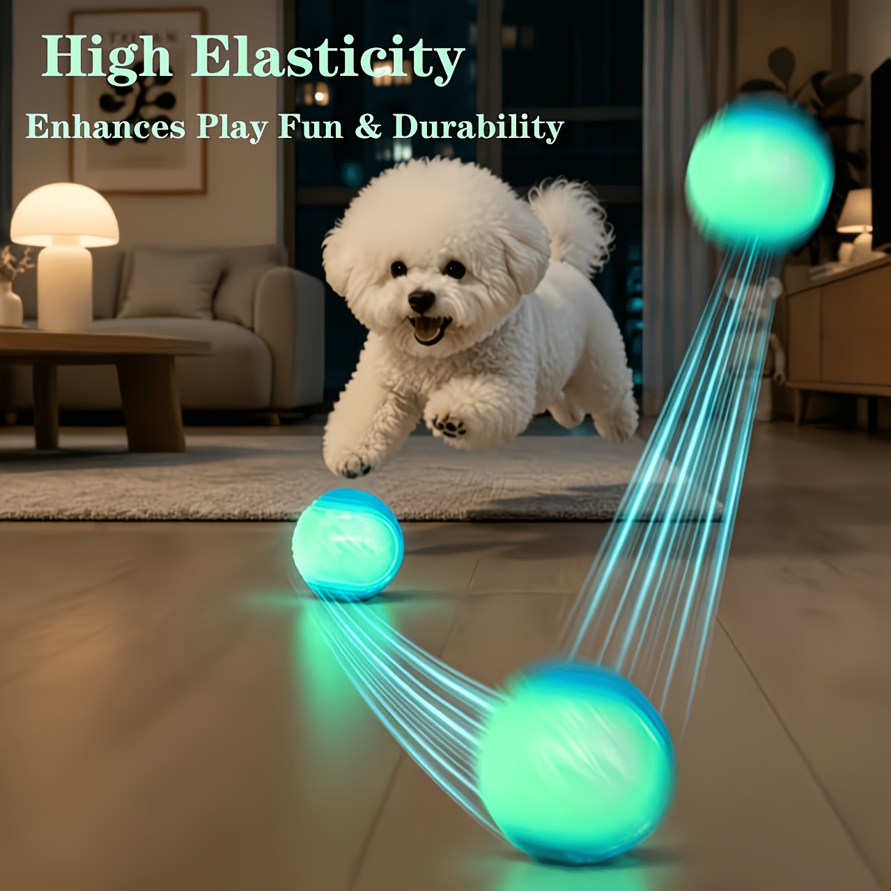 2 pack   glow in the dark squeaky ball dog toy easy to clean high   bite resistant tpr soft rubber chewable teeth   boredom relief pet ball color random