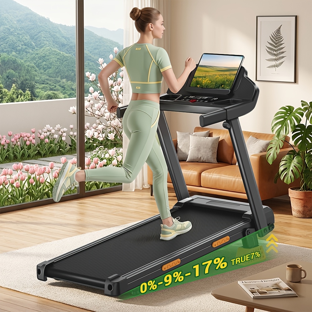 17% Incline Folding Treadmill For Home, 3.0hp Quiet Motor, 300 Lbs Capacity, Shock Absorption