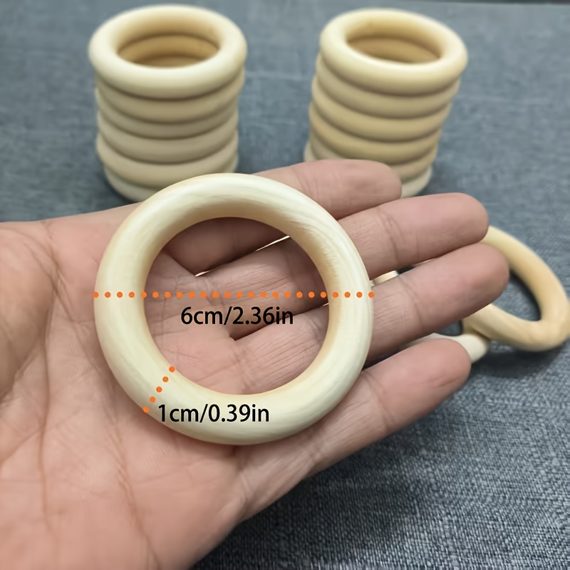TEMU 1 Set Of 8pcs Wooden Circular Rings, Each Ring With A Diameter Of 5.99cm And A Thickness Of 0.99cm, Perfect For Handmade Crafts. This Series Of