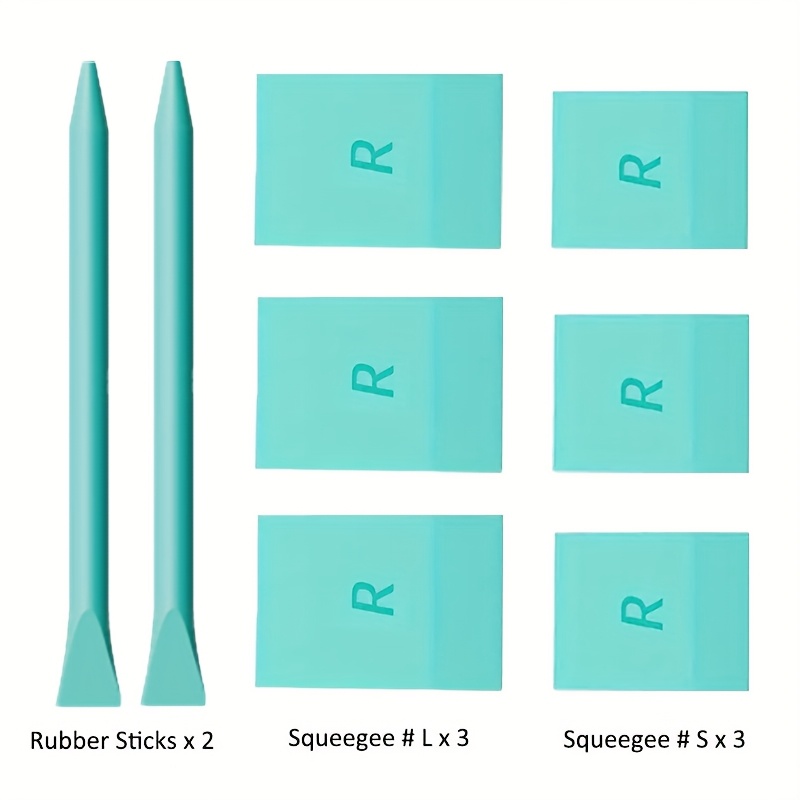 TEMU 3/8pcs Lot de Raclettes en Caoutchouc pour Pâte à Craie Réutilisables - Outils d'Impression sur Écran DIY, Mini Bâtonnets Mélangeurs pour