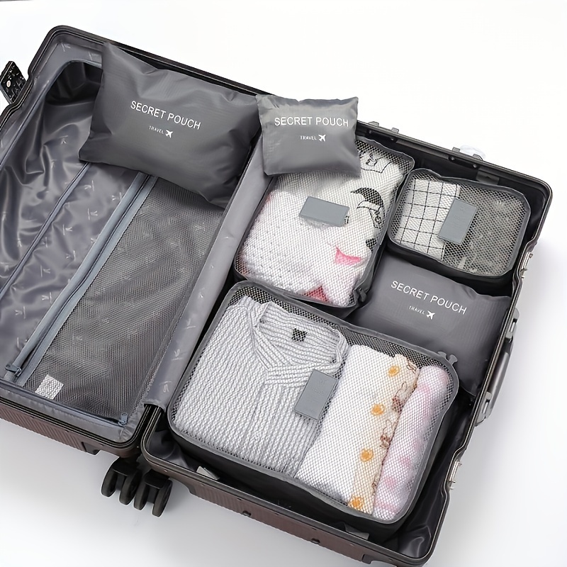 TEMU 6-piece Storage Bag Set: Suitcase Packing Organizer, Portable Luggage Organizer For Underwear, Clothing, And Shoes - Suitable For