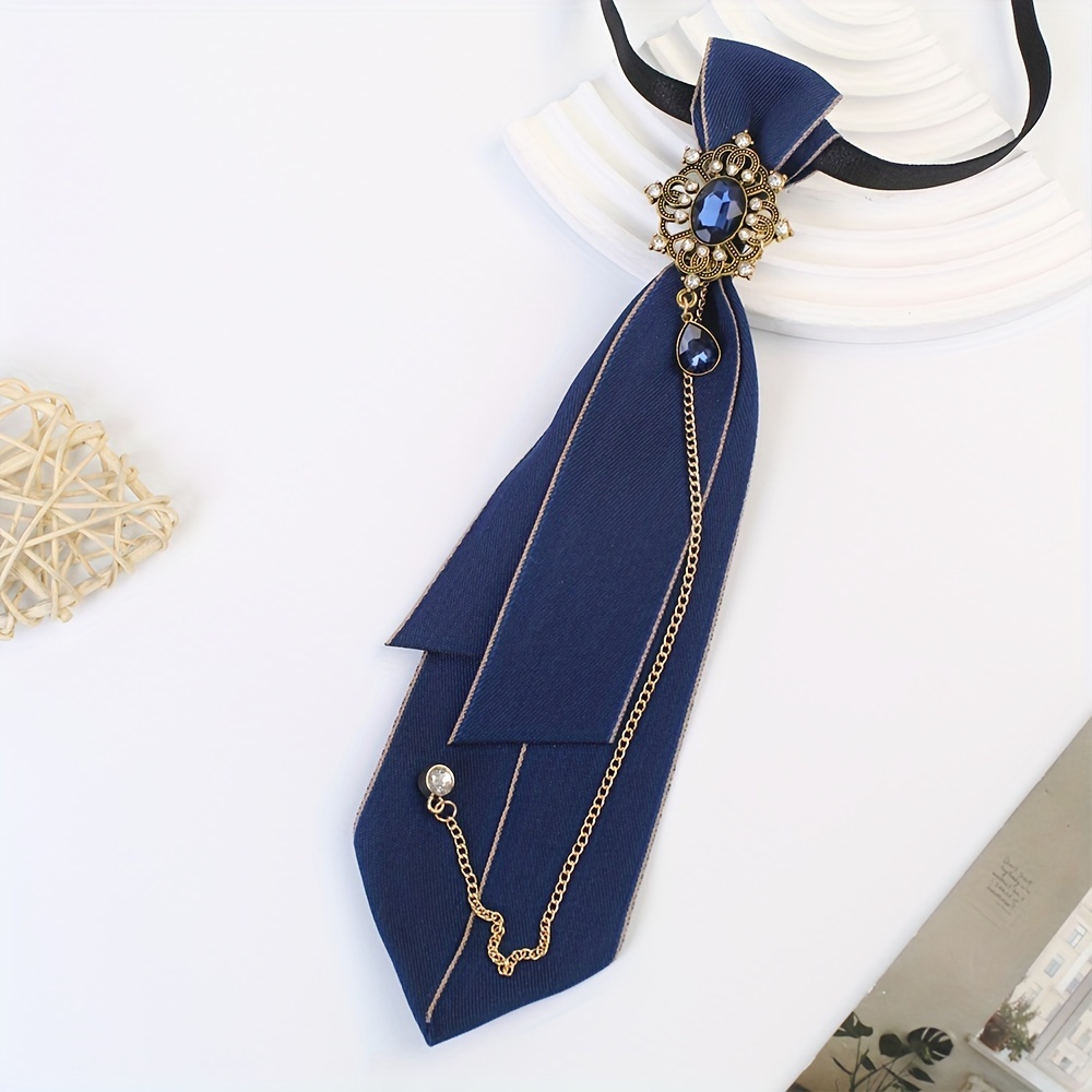 elegant polyester necktie decorative brooch chain detail men  display picture 3
