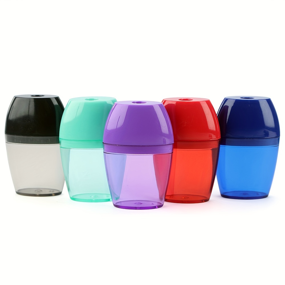 Image of 5pcs Set Of Small Canisters, 5 Colors, Portable And Durable Single-hole Pencil Sharpeners, High-quality Manual Pencil Sharpeners For Office Supplies