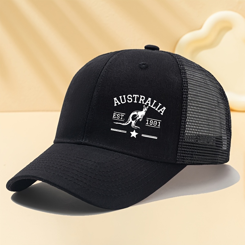 TEMU A Unisex Fashionable Printed Australla Kangaroo Baseball , A Summer Outdoor Mesh Breathable Curved Brim Hat, A Trucker Baseball , A Snapback For