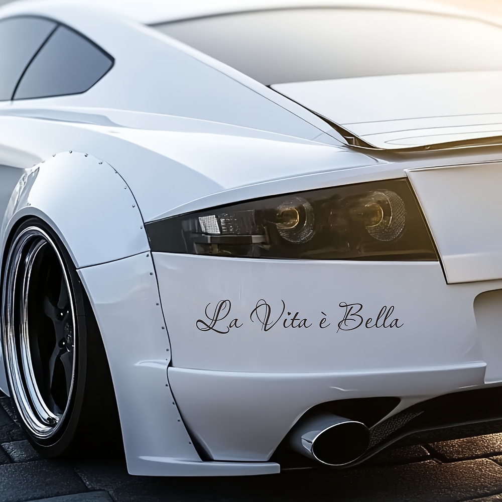 La Vita E " Beautiful" Inspirational Vinyl Decal - Waterproof Reflective Car Sticker For Auto Body, Window, Bumper, Laptop & Wall Decor - Removable Motivational Quote Sticker, Elegant Script Design