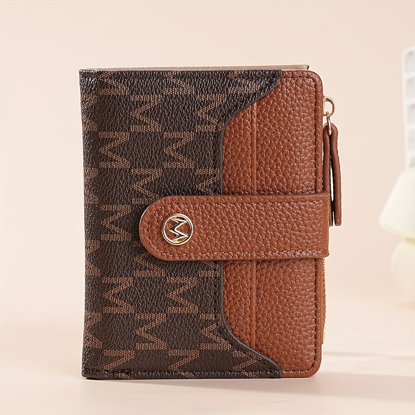 Image of Zippered Small Wallet, Cute Women's M Size Snap Wallet With Card Slots And Id Window