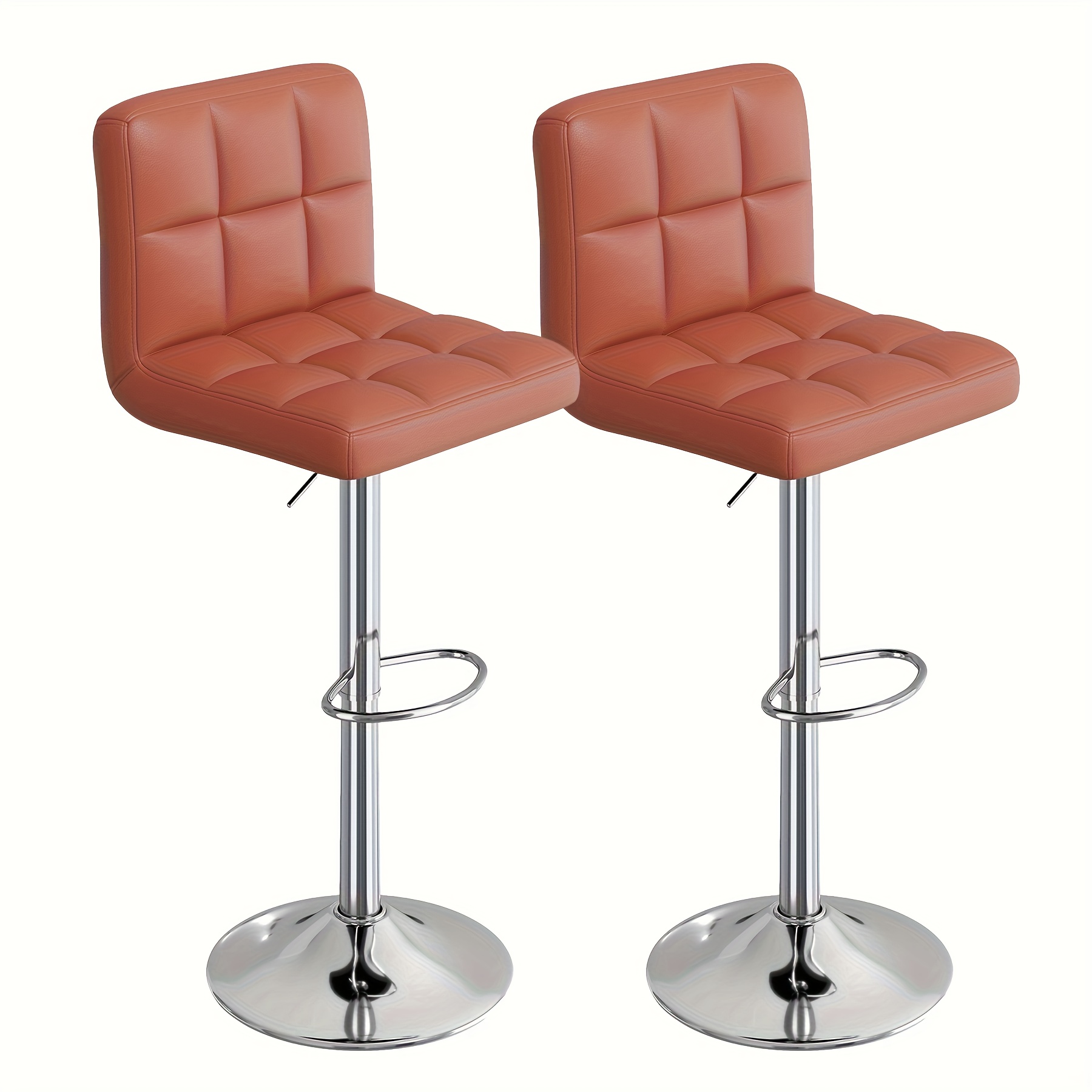 Bar Stools Set Of 2, Adjustable Pu Leather Swivel Bar Stools, Reception Chair Modern Counter Stools With Back And Footrest, Counter Height Bar Stools Suitable For Office Bar Kitchen Dining Room