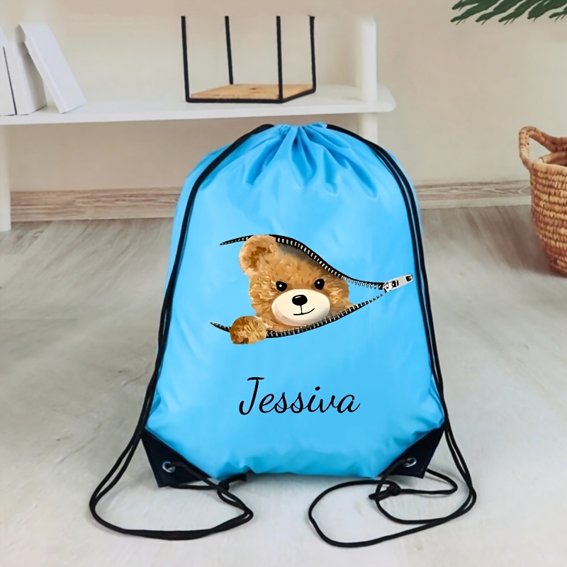 TEMU A New Summer Fashion Cute Zipper Bear Print Bouquet Bag, Event Bag, Drawstring Bag, Storage Bag Sports Basketball Bag, Customized With Name Or
