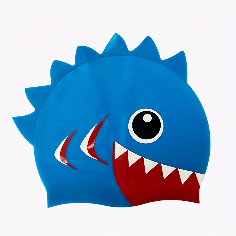 TEMU Seawing High Elasticity & Waterproof Shark Silicone Swim Cap - Cute Cartoon , Non-slip Swim Hat For Adults, Ideal For Swimming & , Swim Cap