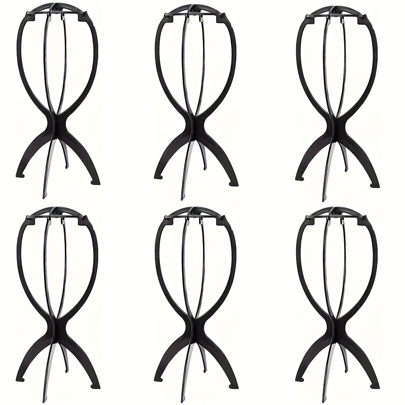 Image of 6pcs Wig Stand, Wig Head, Black, For Multiple Wigs And Hats, Wig Stand, Wig Stand, For Travel, Display, Wig Styling Collapsible Wig Holder Durable Wig Display Tool Travel Wig Stand For All Wigs