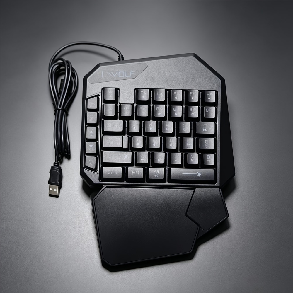 TEMU Clavier de jeu à une main 40 touches, clavier mécanique à mécanique à rétroéclairage RVB, avec -, clavier de jeu ergonomique filaire USB, adapté