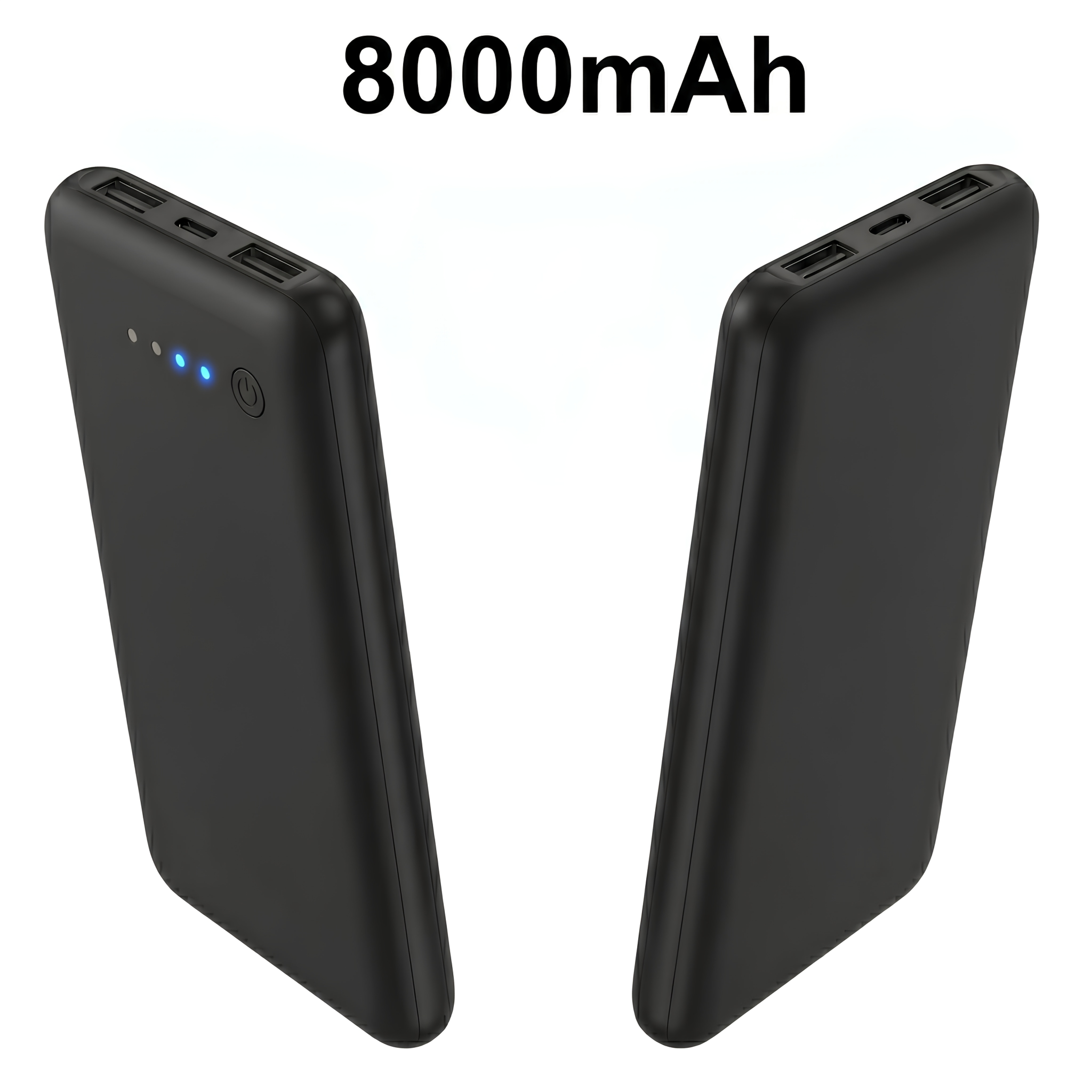 8000mah Power Bank, 0.5" Thin Portable Charger With Dual Usb Output And Type-c Input, 4 Led Indicators External Battery Pack For Travel, Compatible With Iphone,