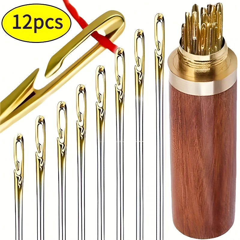 12pcs self   suitable for elderly visually no threading required blind needles with thread tip for hand sewing quilting cross clothing suitable for seniors hobbyists crafting