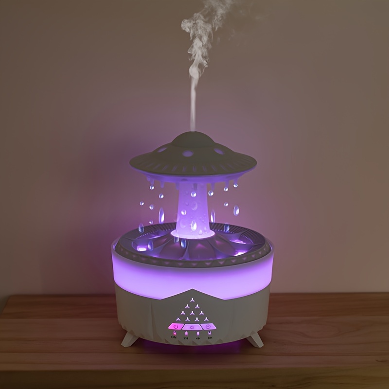 Luftbefeuchter, Aromamaschine, Wolken-Wassertropfen-Design, mit buntem Nachtlicht, 325 ml Fassungsvermögen_voghion.com