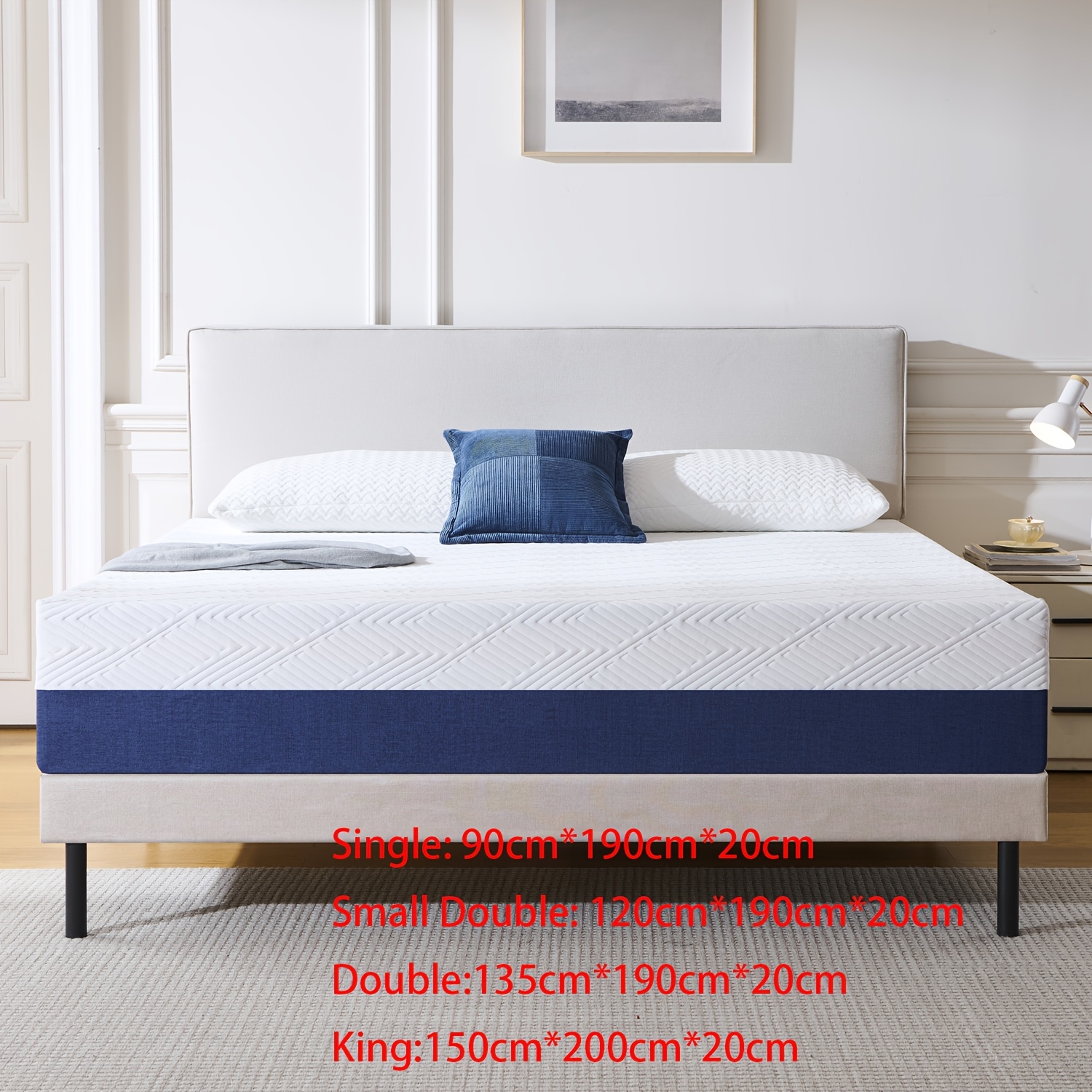 15&18&20&25cm Double Mattress, Memory Foam Mattress, Medium Soft Comfort with Removable Polyester Cover, Ideal for Body Support - Single, Small Double, Double, King Sizes Mattress