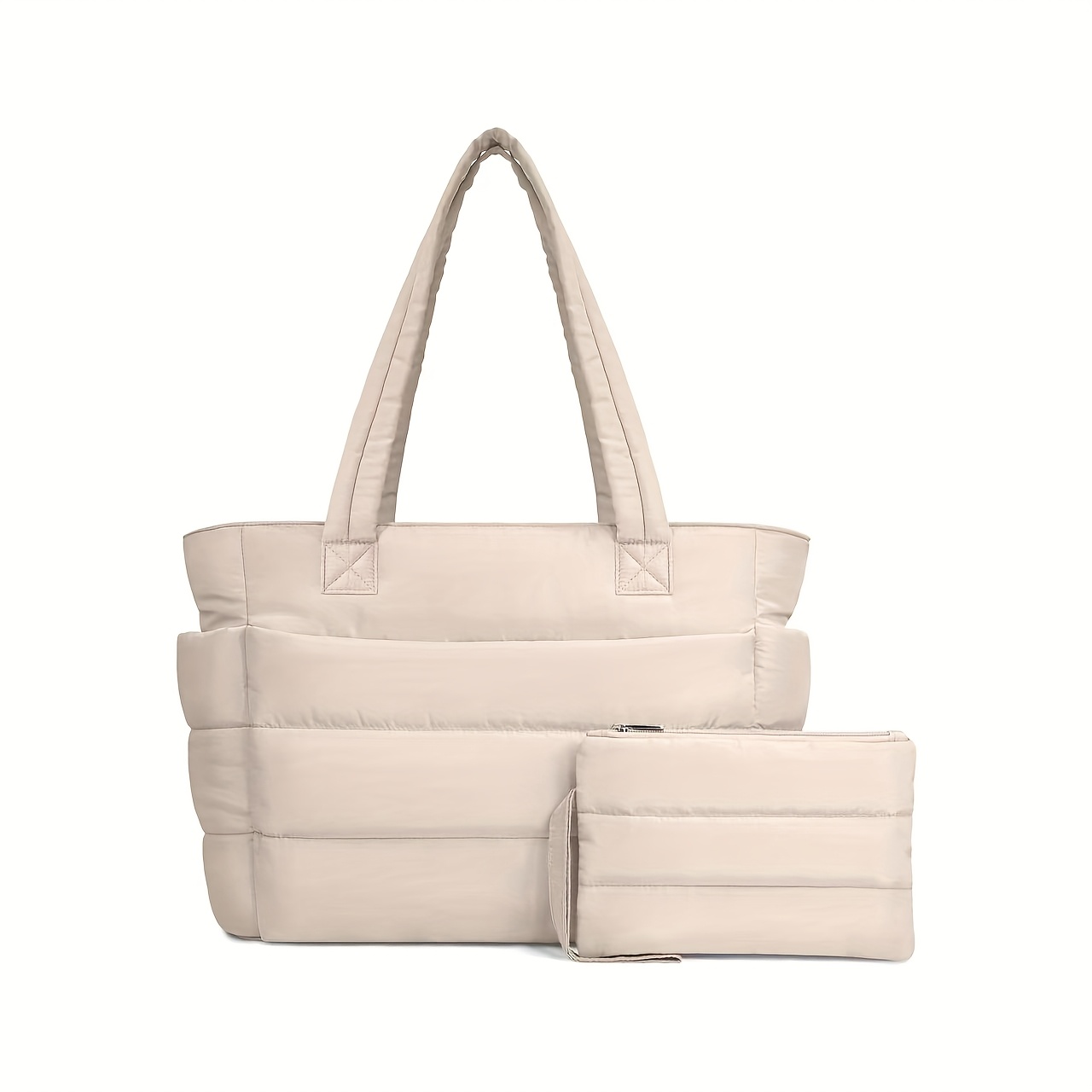 TEMU 2pcs Large Capacity Quilted Lightweight Gym Bag Tote Bag Suitable For Work,, Travel, Women's Handbag Shoulder Bag With Pockets