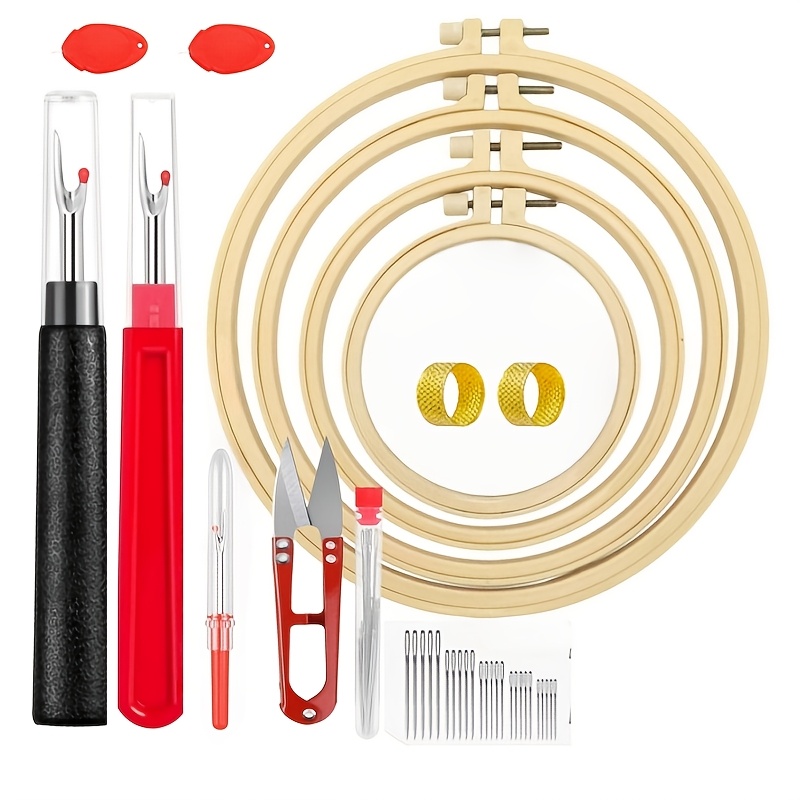 TEMU Embroidery Tool Set, Embroidery Hoop, With Sewing Tools, Round Plastic Cross Stitch Hoop, Cross Stitch Hoop And Frame, Suitable For Embroidery,