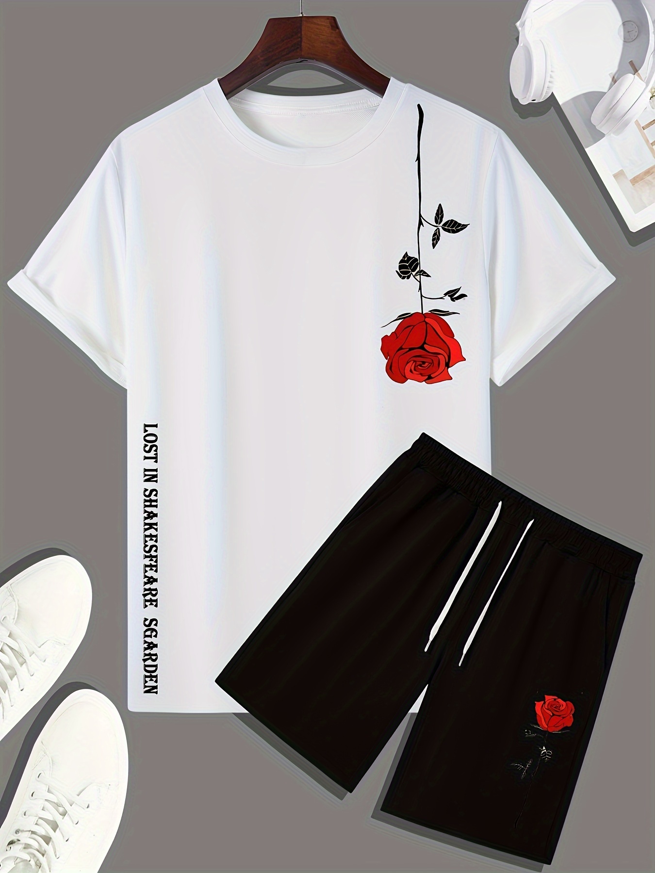 Conjunto Ropa Hombre Camiseta Estampado Rosas Pantalones - Temu Chile