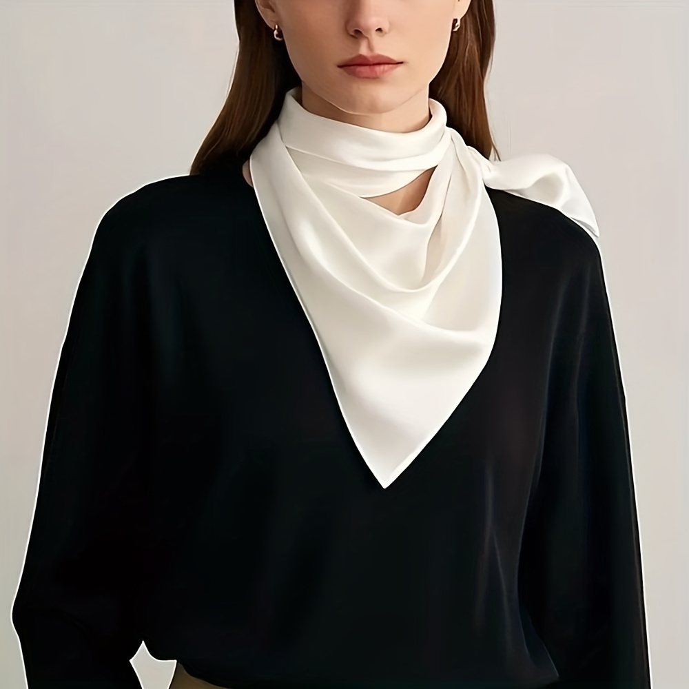 E-shop 27" Weicher Glatter Weißer Quadratischer Schal – Vielseitiger Boho-Stil für Damen, für Casual-Ausflüge, Partys & – Leichtes Polyester, Ideal für