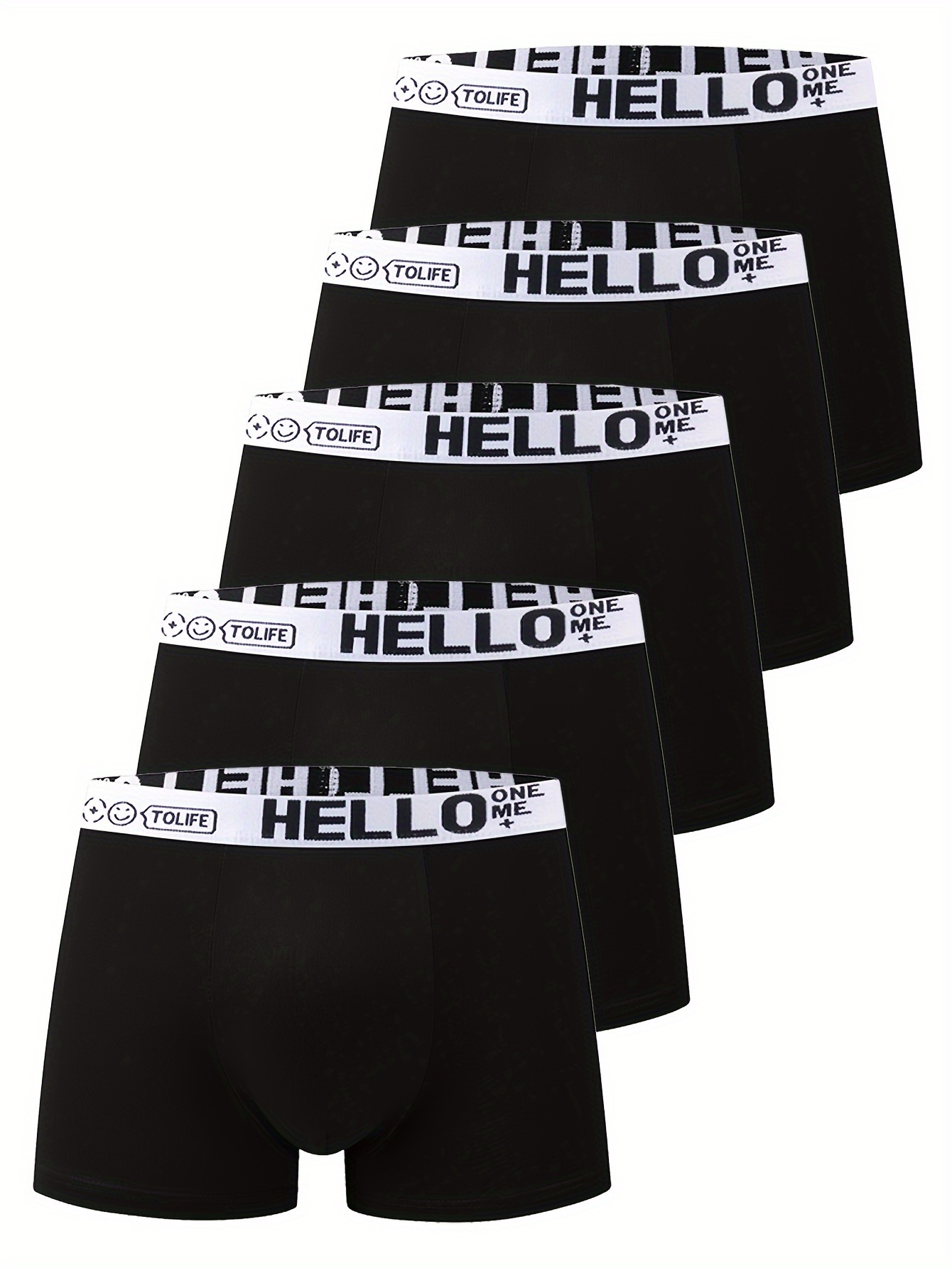5pcs Men's 'HELLO' Boxer Briefs - Fashionable, Breathable, and Comfortable Sports Trunks with High Stretch, Quick-drying sports briefs, Men's underwear