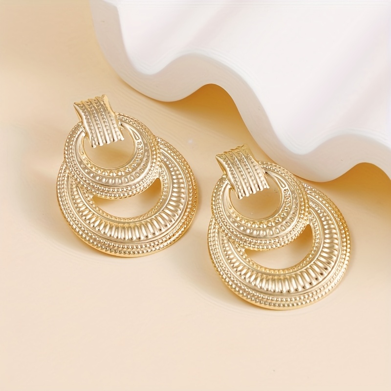Exaggerated Print Double Hoop Earrings for Women's Party