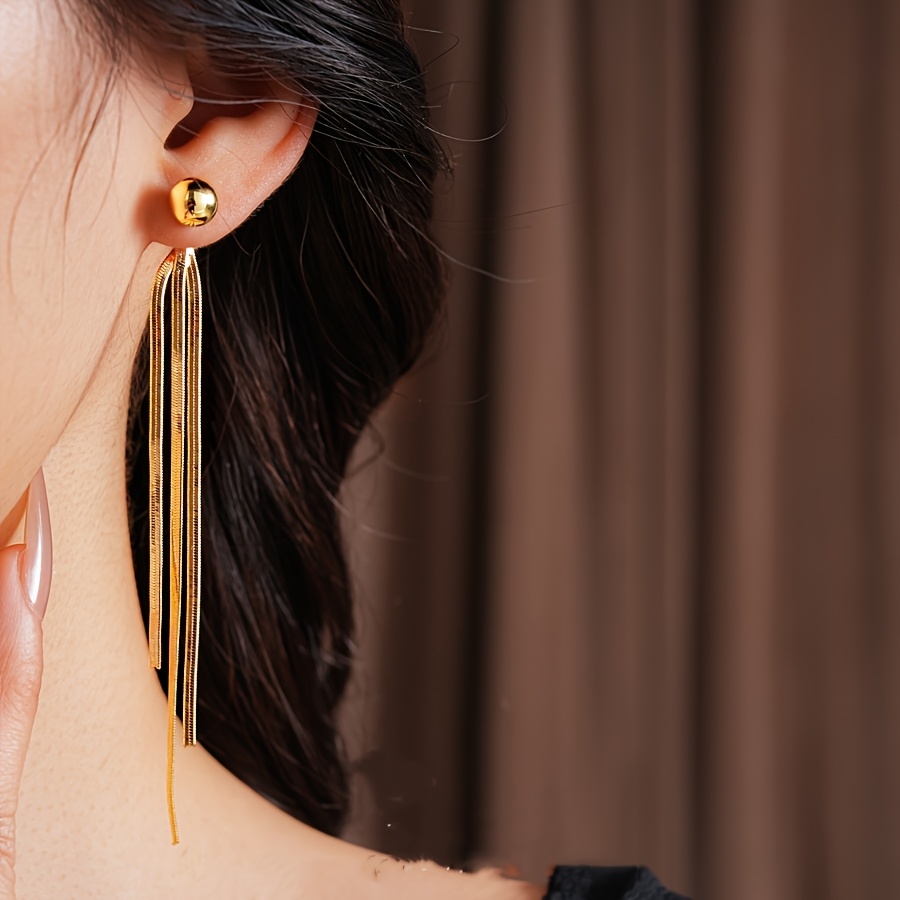 Snake-Style Front And Back Wear Tassel Earrings