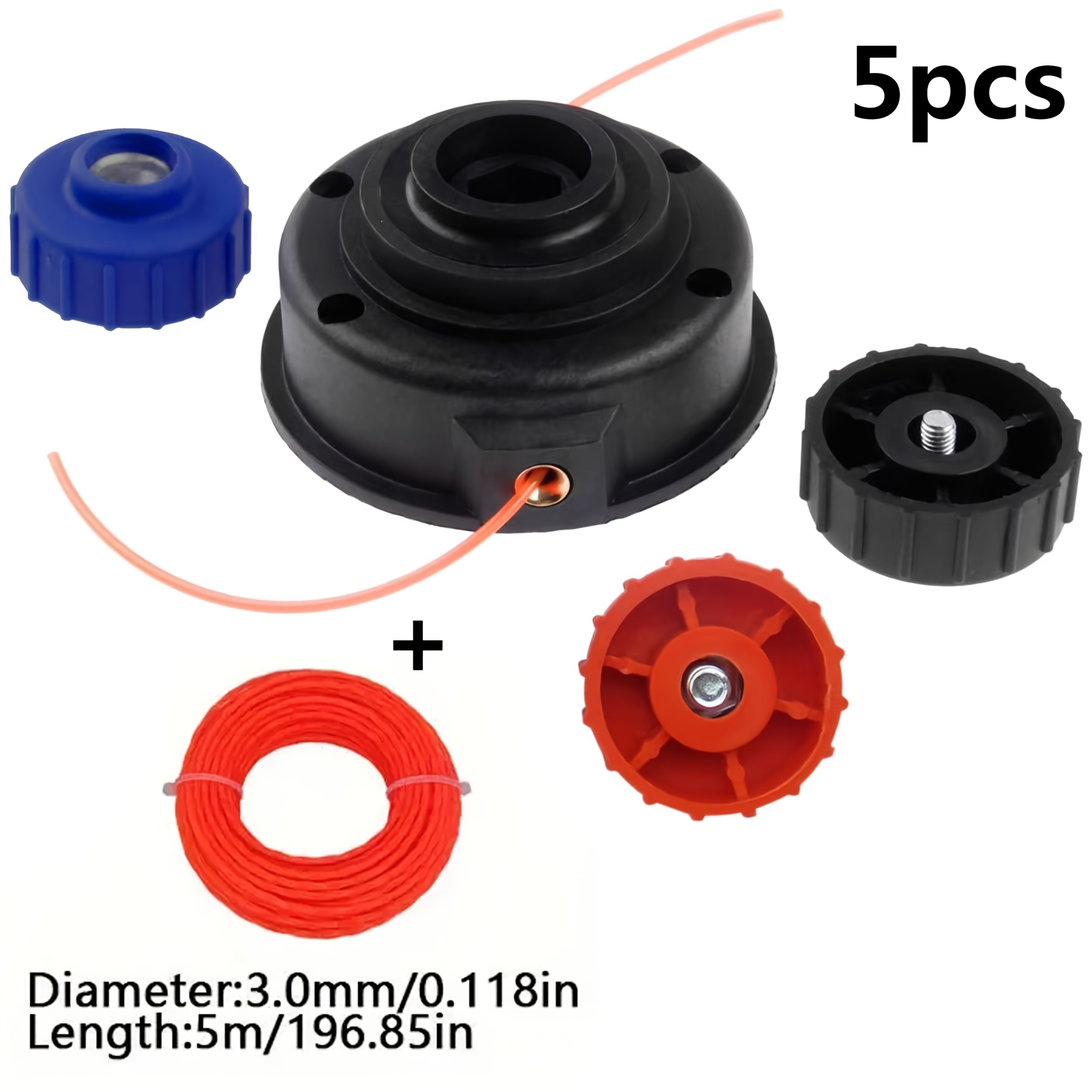TEMU 5pcs/set Garden Lawn Mower Accessories, Nylon Grass Trimmer Head, Split-type Color-covered Weeding Head, Mower Head Knob Knob Bump, Suitable For