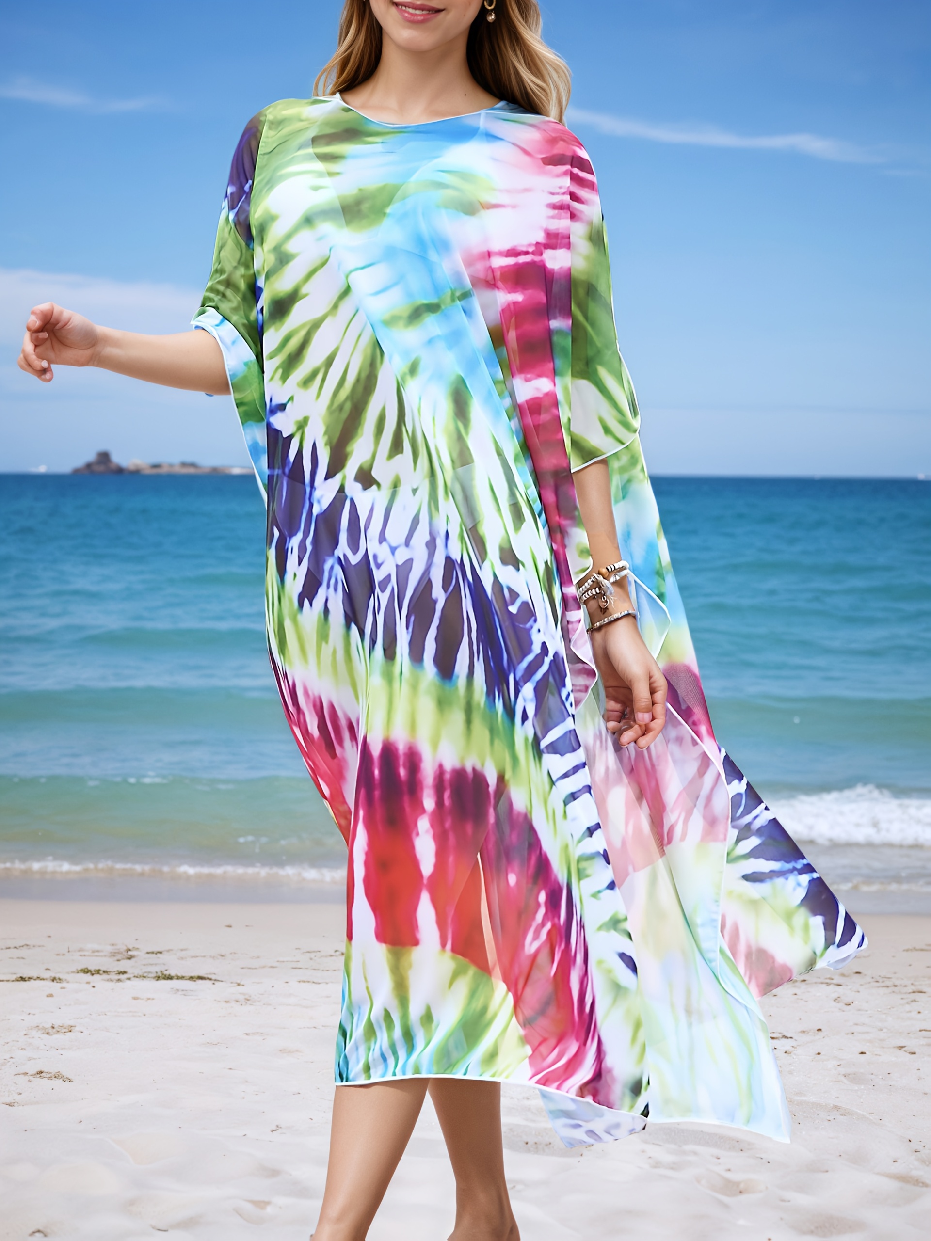 tie dye beach cover up dress Short Tunic Tie Dye Kaftan Dress Online