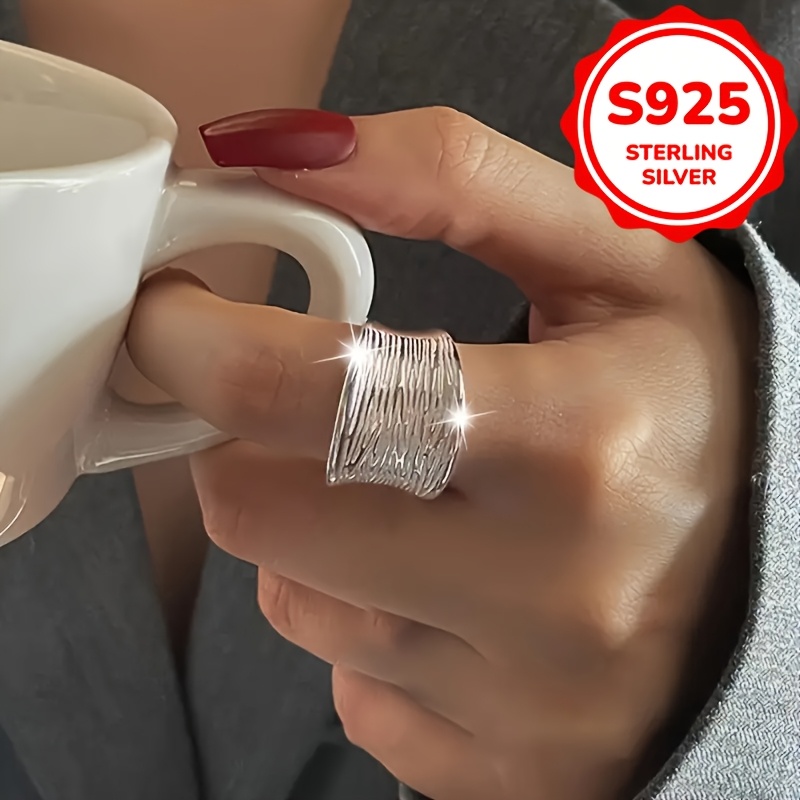925 Silver Wide Band Women's Ring Adjustable with Packaging