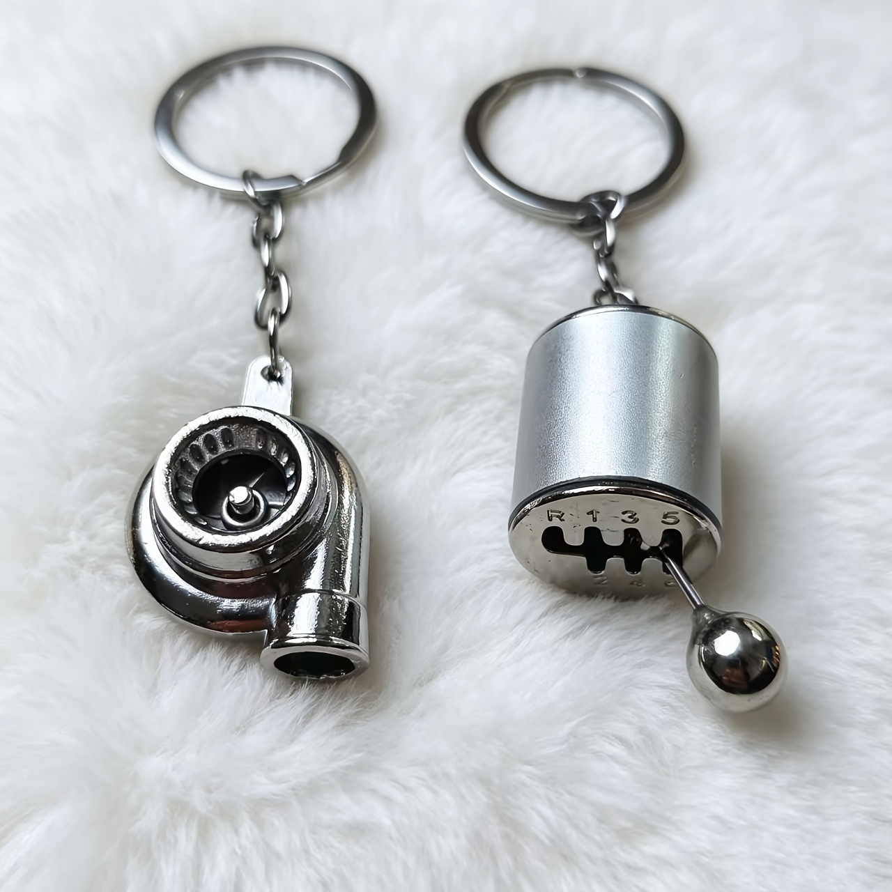 TEMU Ensemble de 2 porte-clés pommeau de de vitesse turbo pour voiture, mini pommeau de de vitesse turbo et porte-clés en alliage de pour moyeu de